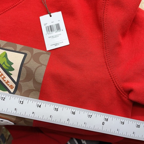 Coach CE457 XS Signature Ski Crewneck Fleece Sweatshirt Red Catskills NWT $298 - Picture 11 of 15